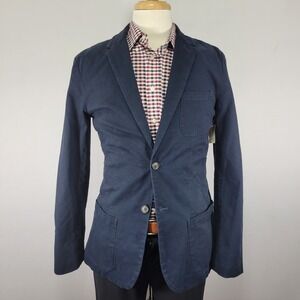 Goodthreads Men's Sport Coat Blazer Navy Cotton‎ Blend Twill Medium TALL